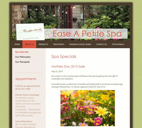 Website Restyle: Ease A Petite Spa